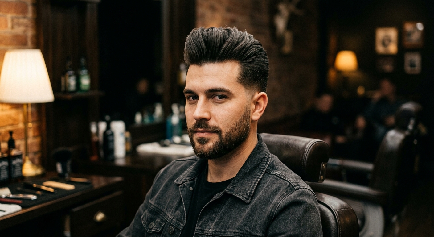 Pompadour style cut